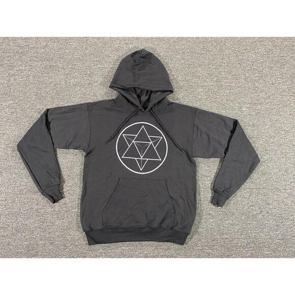 Sacred Geometry Sweater Mens Small Black Hoodie Long Sleeve Heavy Metal Hanes - Picture 1 of 12